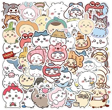64pcs Cartoon Chiikawa Stickers for Kids, Vinyl Waterproof Decal for Water Bottle Laptop Toy Sticker for DIY Decorate Bumper Phone Hard Hat Kids Teens Gifts Blue