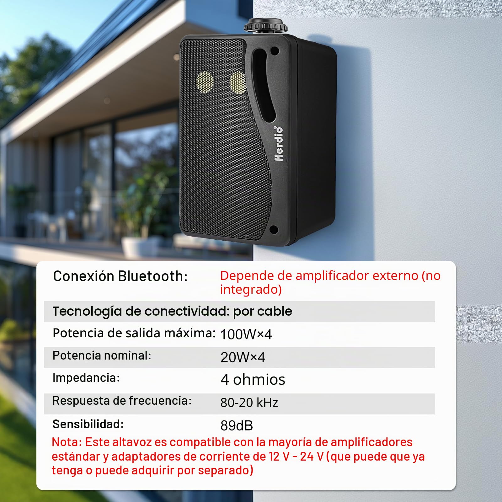 Herdio Altavoces pasivos de 3.5 Pulgadas para Exteriores, con Cable, Impermeables, para Montaje en Pared, con Sonido Superior de 400 W, Durabilidad para Todo Tipo de Clima, para el hogar, Patio