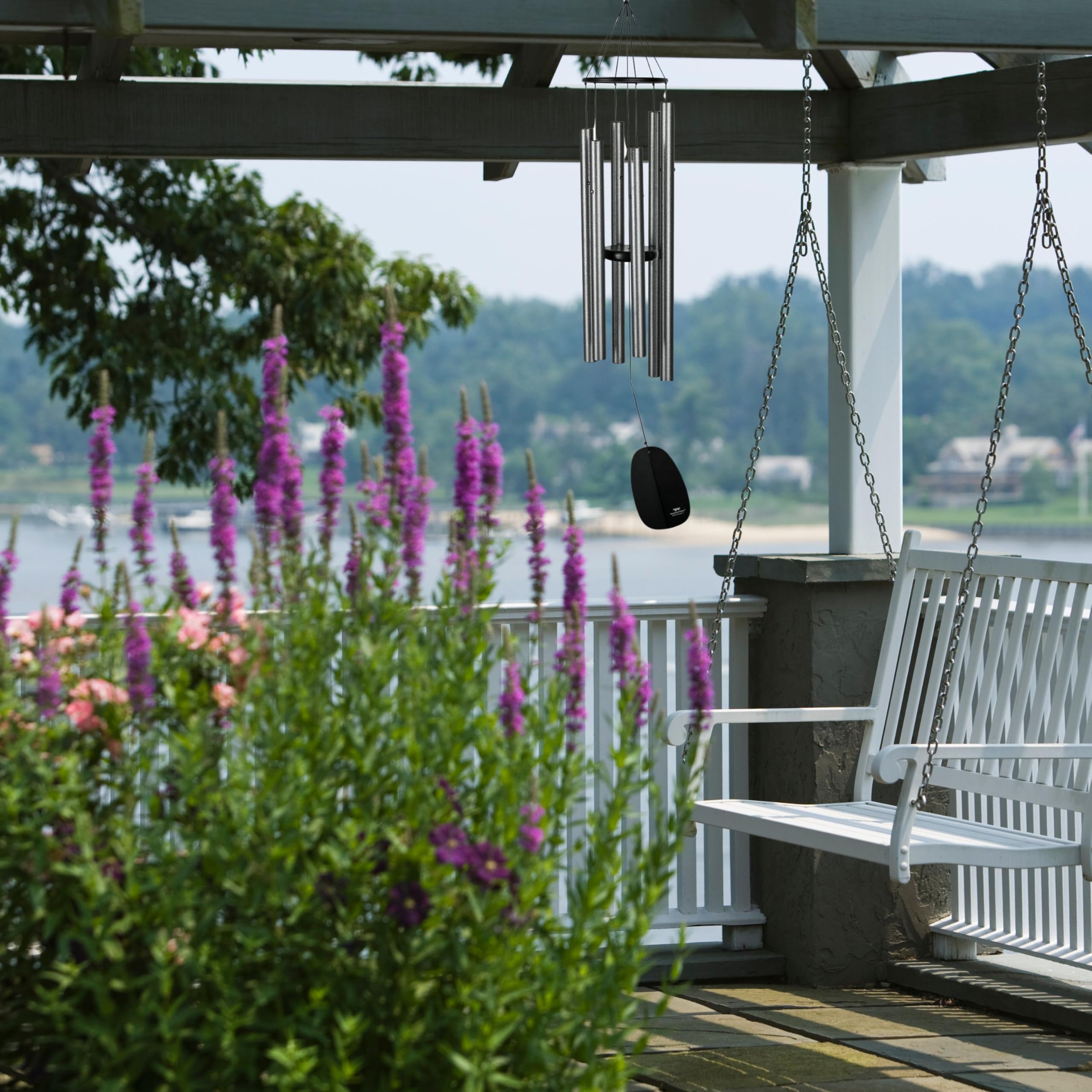 Woodstock Chimes Signature Collection, Bells of Paradies, Antik-Silber, 111,8 cm, Dekor-Designs, Windspiel für Outdoor, Terrasse, Haus oder Gartendekoration (BPLAS)