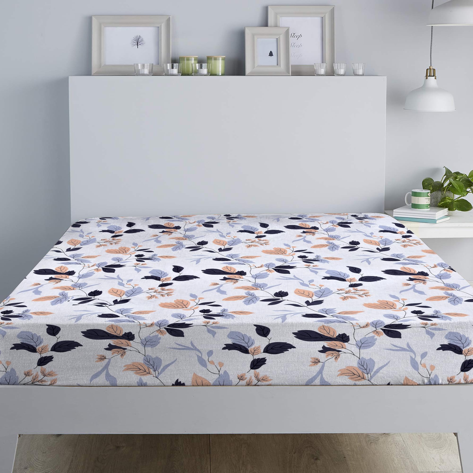RAYBedding Luxury Printed Floral Pack of 2 Fitted Sheet Single Bed – Deep Fitted Sheet 90x190cm + 35cm Deep Corner Elasticated Bed Sheet — image 1