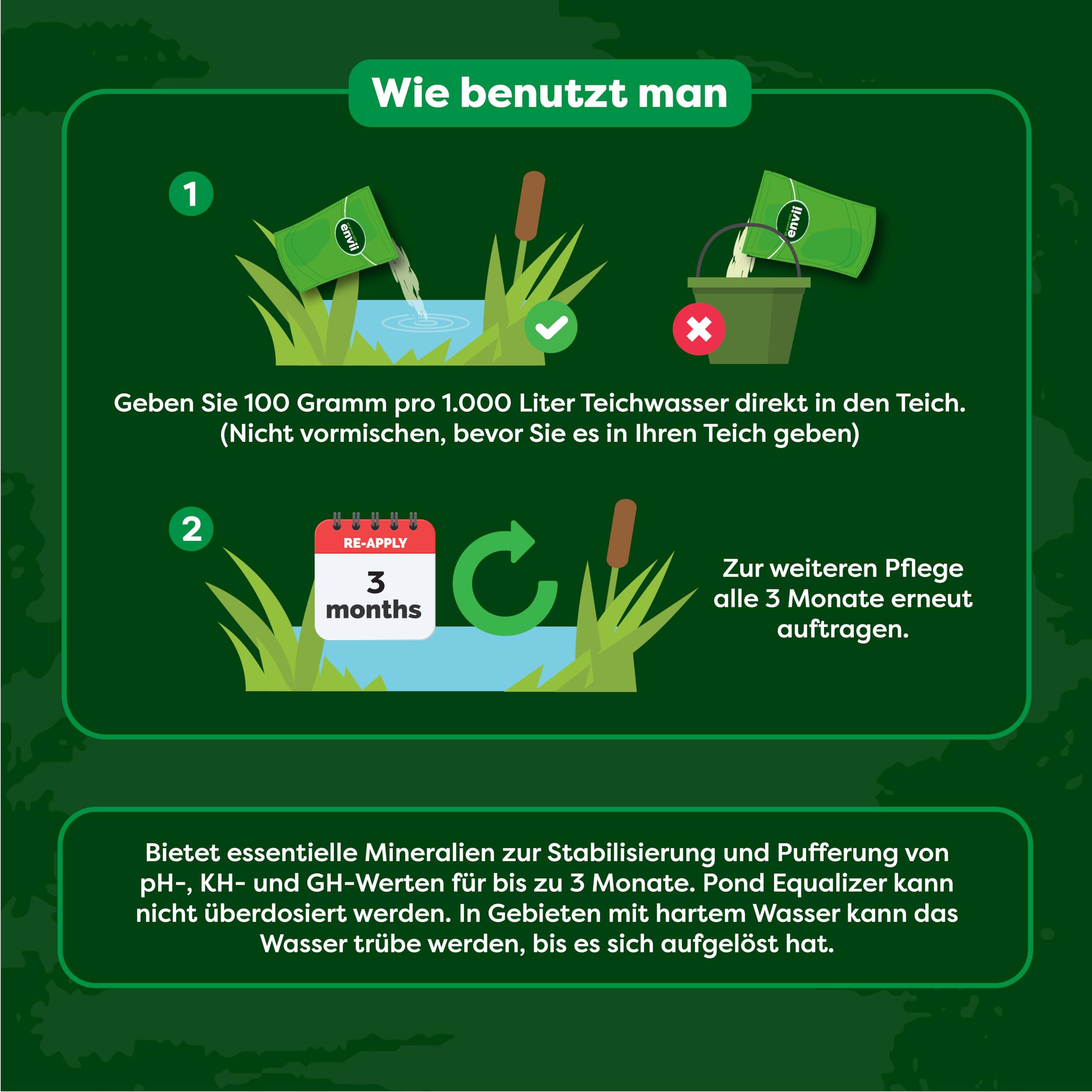Envii Pond Equaliser – Sofort wirksamer Ausgleich und Stabilisator für sichere pH-, KH und GH Werte um das perfekte Teichmilieu zu schaffen (1kg)