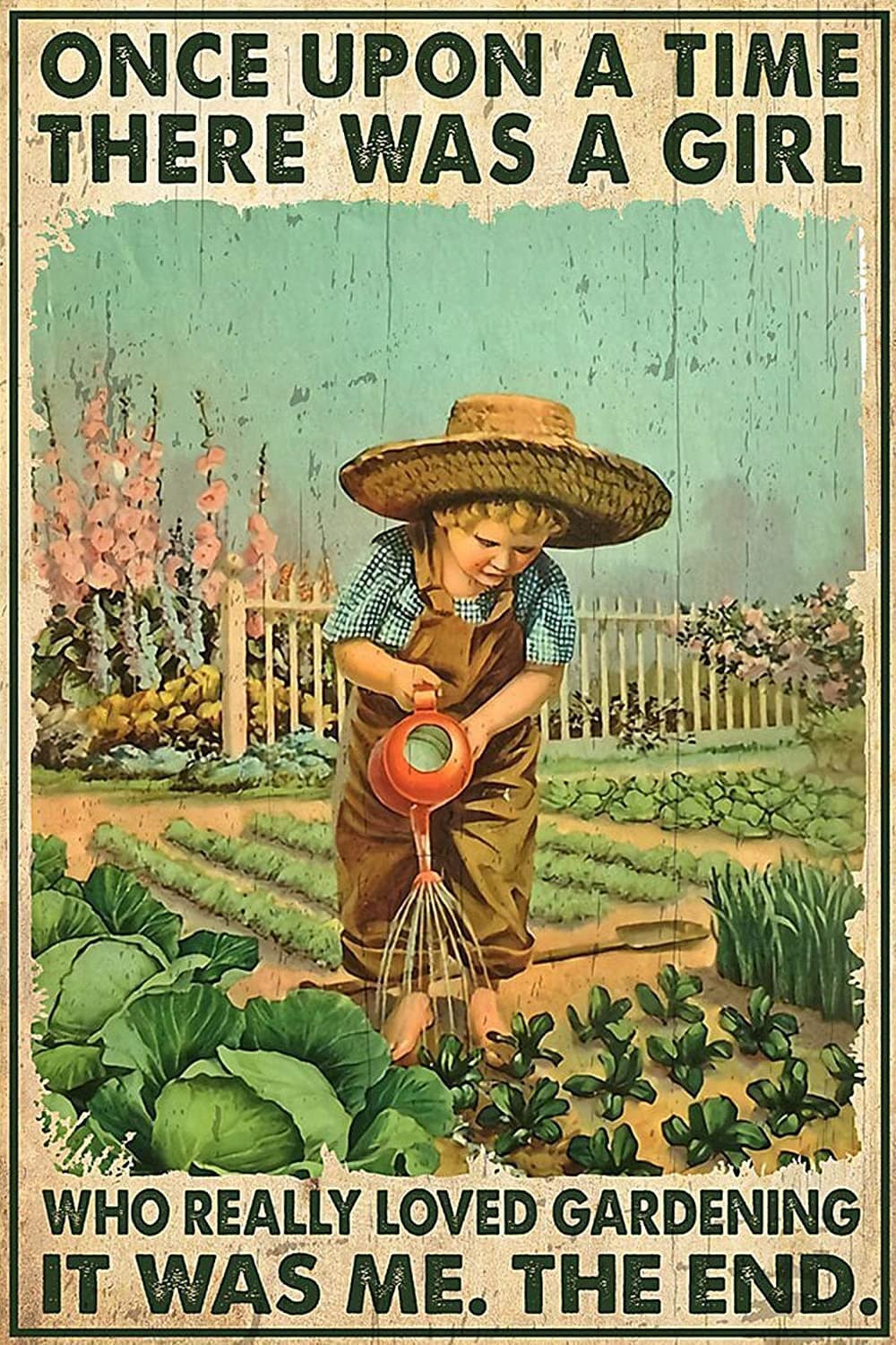 peiyeety Vintage There was A Girl Who Really Loved Gardening It was Me The End Poster Metal Aluminium Tin Sign Wall Decor 8"x12"