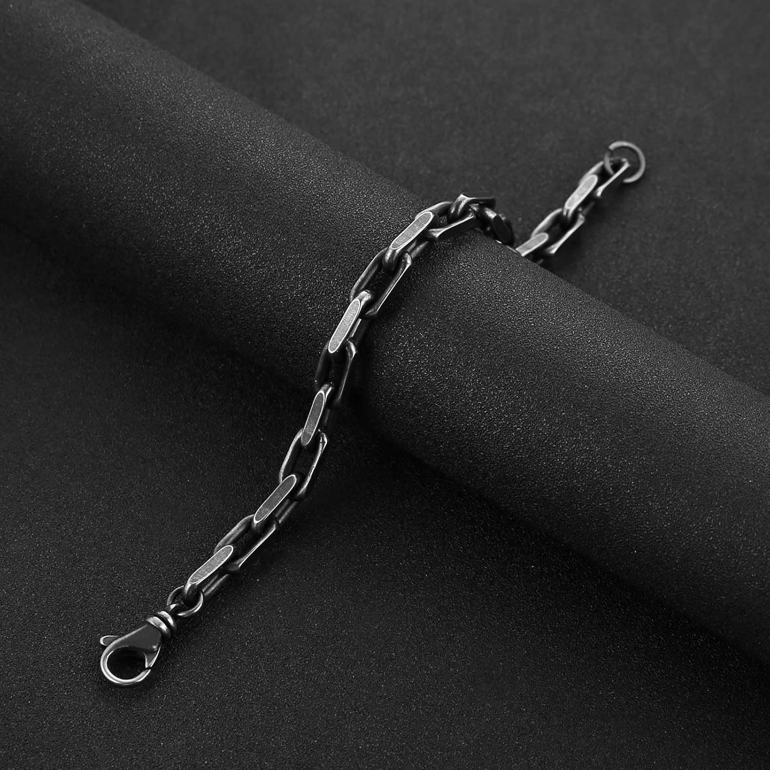 HZMAN 8.5In Link Chain Bracelets for Men - 7mm Cool Bracelets Diamond-Cut Paperclip Solid Chain Bracelet Chunky Stainless Steel Jewelry - Image 5