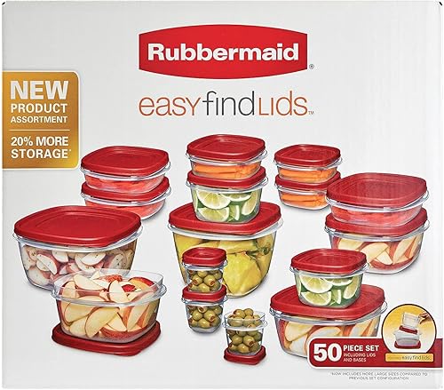 Miniatura 2 de Rubbermaid Juego de contenedores de alimentos de tapa fácil de encontrar 1 Rojo