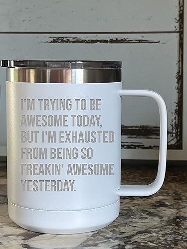 Miniatura 4 de Taza de café divertida con tapa de acero inoxidable de 15 onzas con tapa color negro