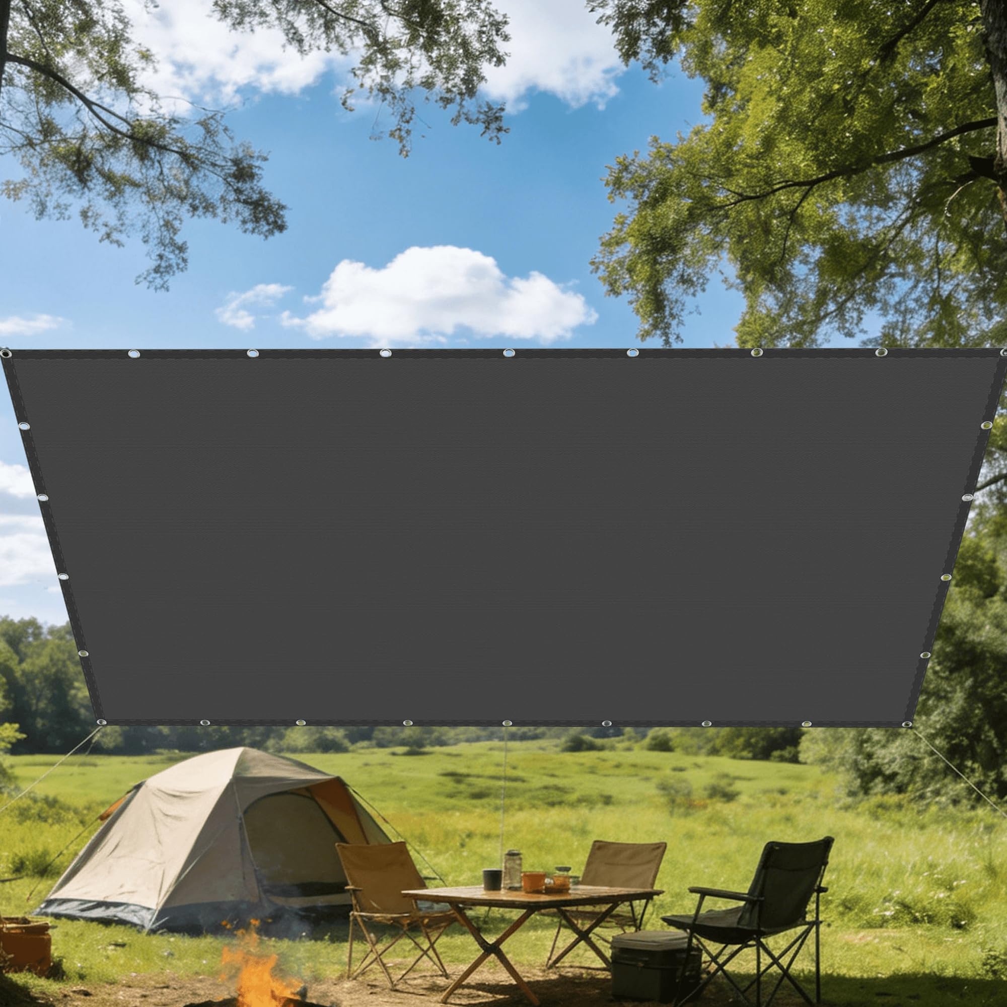 Voile d'ombrage rectangulaire 3.4x3.8 m gris foncé pour jardin