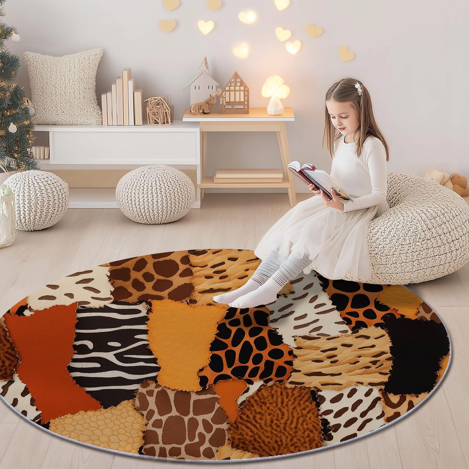 Tapis rond 200 cm lavable idéal pour la chambre d'enfant et salon