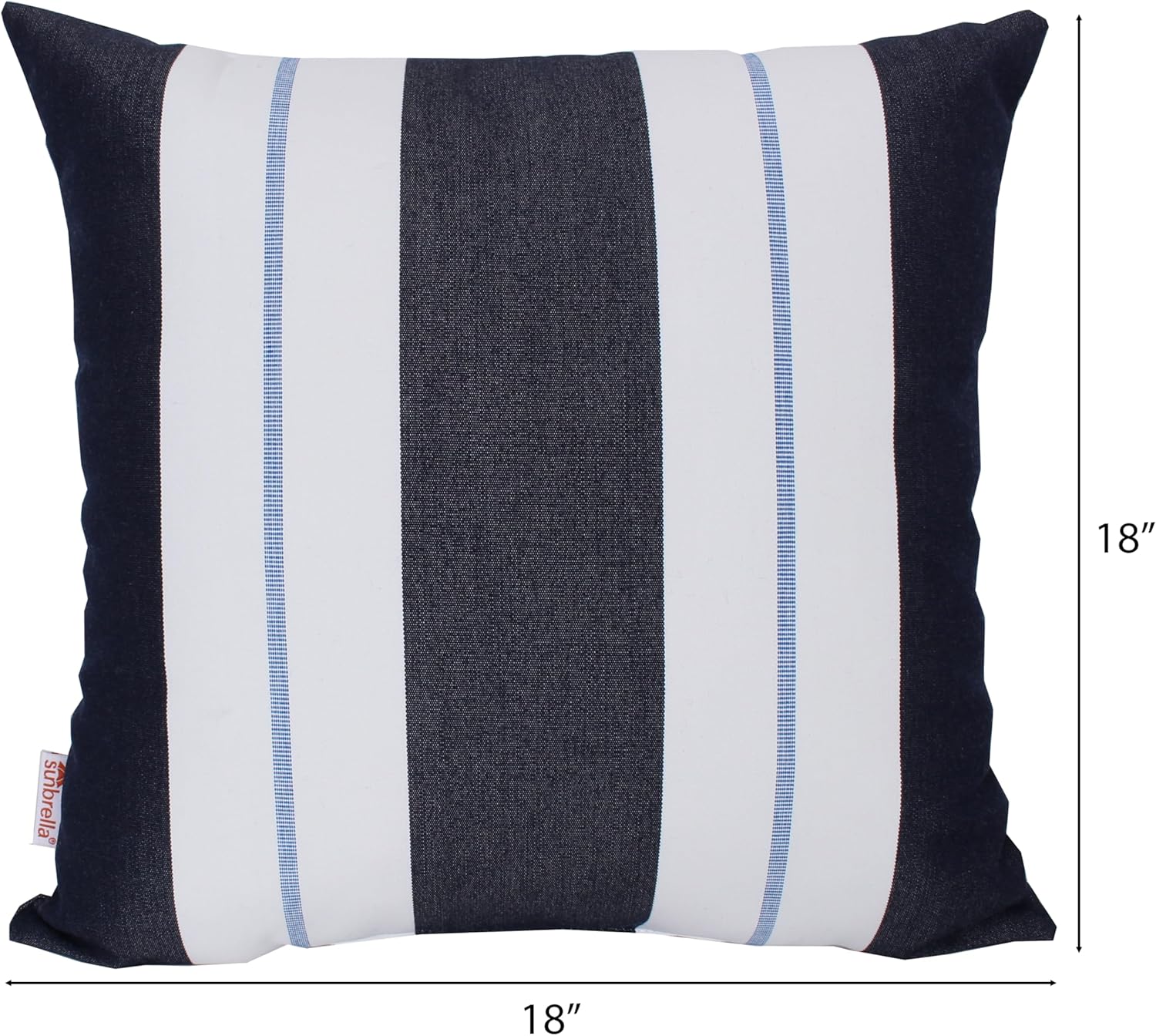 Outdoor/Indoor Sunbrella Throw Pillow Cover Only Square Set of 2 Pieces 18 inch x 18 inch Relate Harbor Stripe - Insert Not Included, Navy
