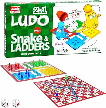 Ankit Toys & Games Ludo and Snakes and Ladders 14 Board Game Set for Kids and Families Educational Classic Game Combo Portable and Travel-Friendly with Colourful Pawns and Dice Ideal for Ages 6+