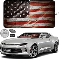 Vista 18 de Autoamerics Parasol de Parabrisas de Una Pieza - Parasol Cromado Líquido Plegable para Ventana Delantera de Auto para Carros SUV Camión - Protector