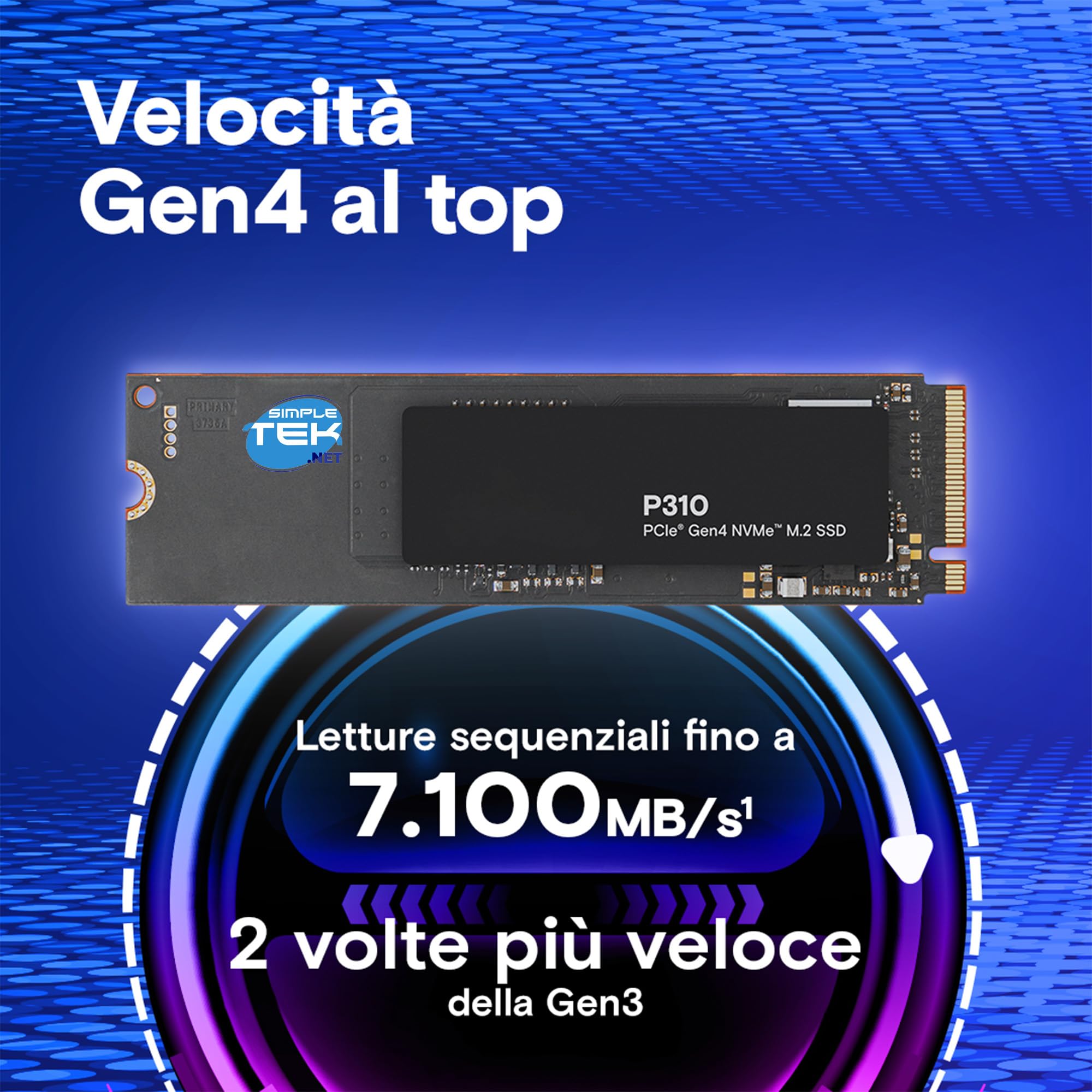 SIMPLETEK - Disques SSD M.2 NVMe PCIe 4.0 de 1 To - Format 2280 - jusqu'à 7 100 Mo/s - Disque SSD interne Gen 4 - P310