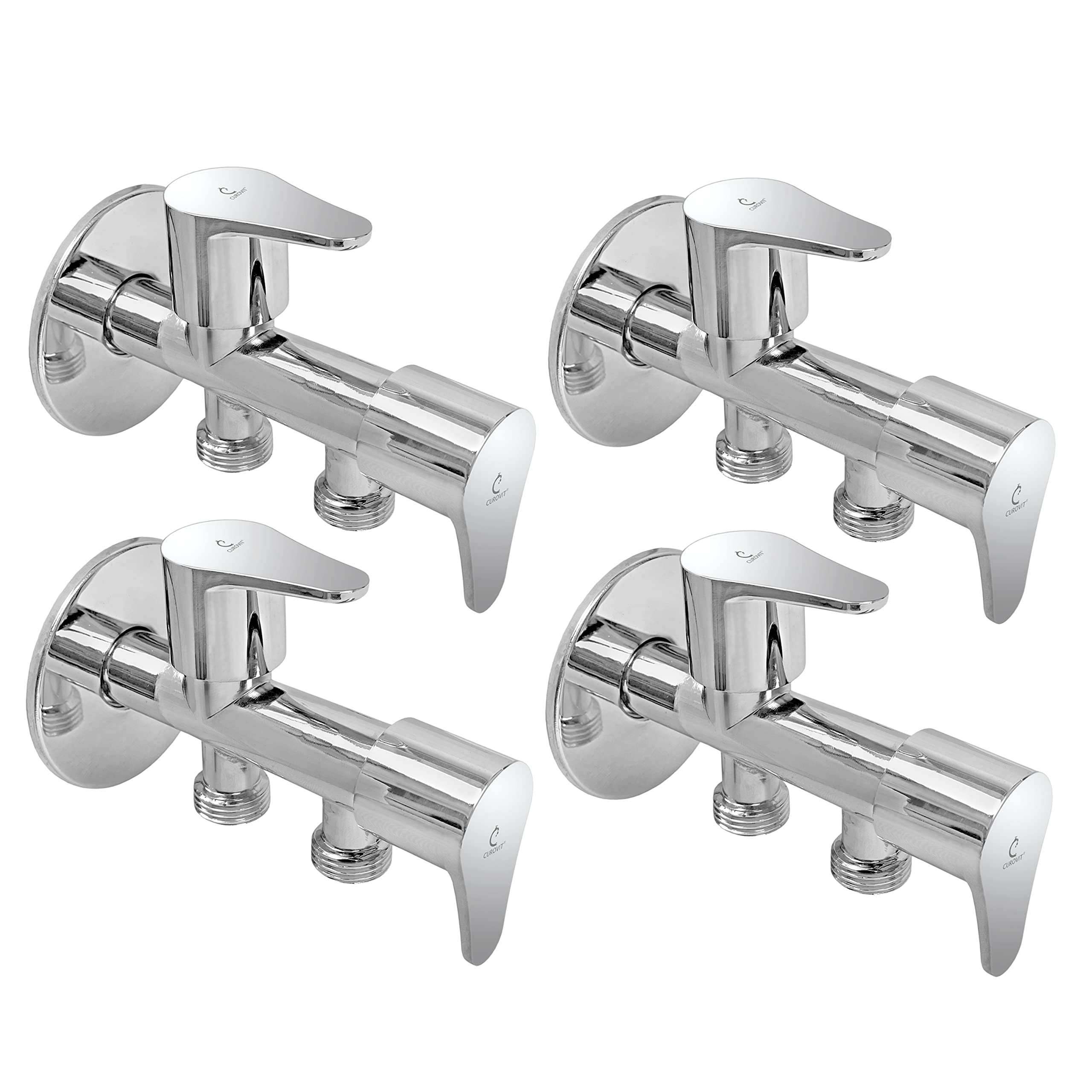 CUROVIT Torrent ZINC ALLOY Wall Mounted 2 in 1 Angle Valve Pack of 4 Silver in Color Chrome Finish with Wall Flange Use with Health Faucet & Hand Shower in Bathroom (B09B14JWTV) Amazon Price History, Amazon Price Tracker