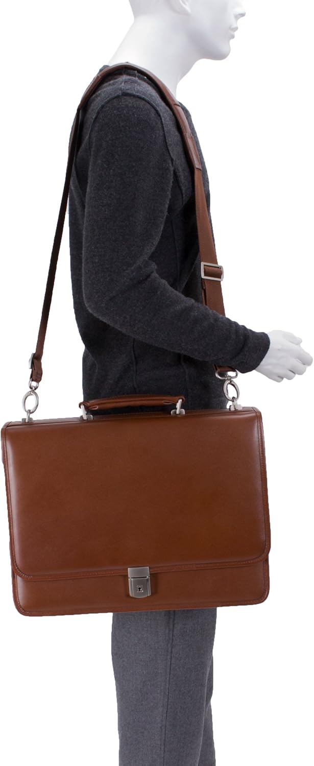 McKLEIN 15" Leather Flapover Double Compartment Briefcase- LEXINGTON