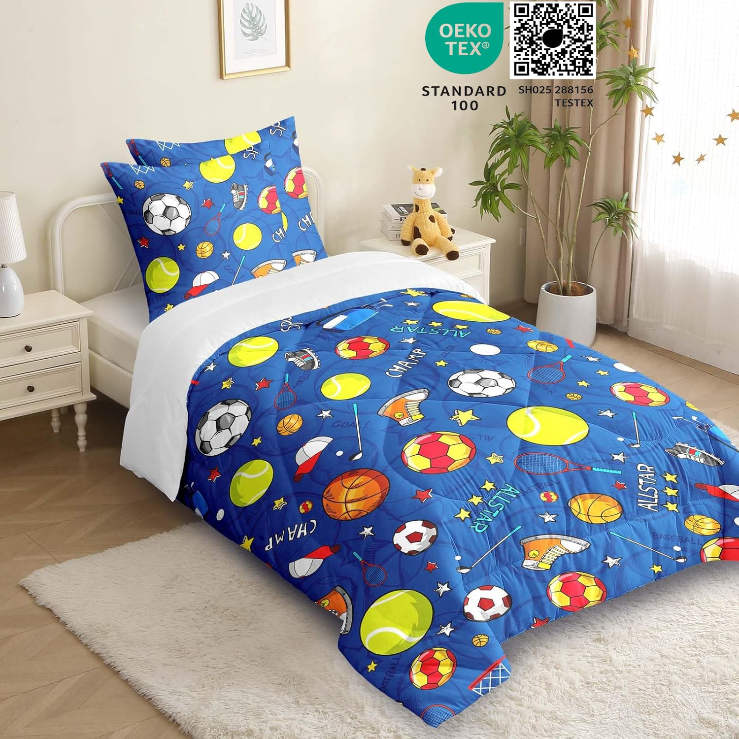 Edredón infantil de 135 x 200 cm, para todo el año, con 2 fundas de almohada de 80 x 80 cm, suave microfibra