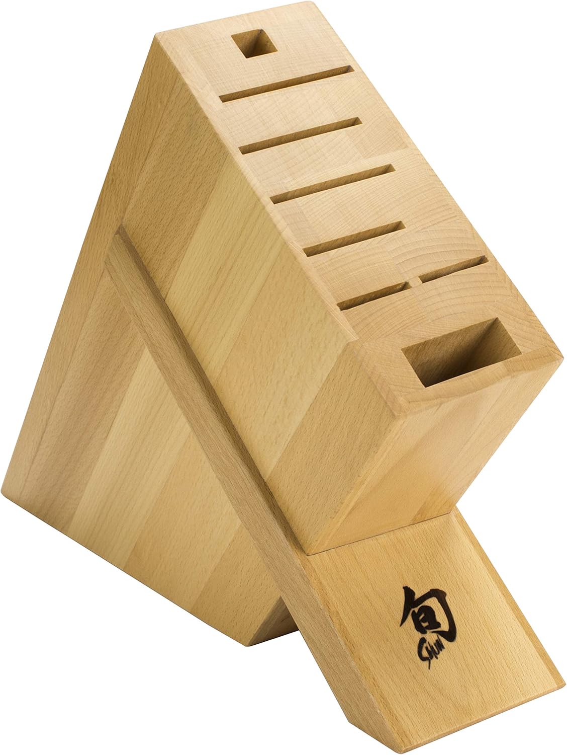 Shun Cutlery 8-Slot Kickstand Knife Block, Made from Beautiful Blonde Beech Wood, Authentic, Japanese Universal Knife Block, Knife Holder for Kitchen Counter