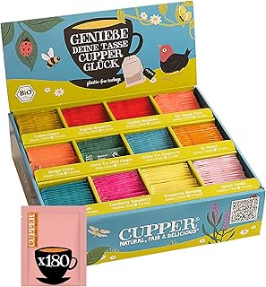CUPPER Bio Tee Probierbox – 180 Teebeutel, 11 Sorten Kräuter-, Früchte- & Grüntee – fair gehandelt, plastikfrei, buntes Geschenkset für Teeliebhaber:innen