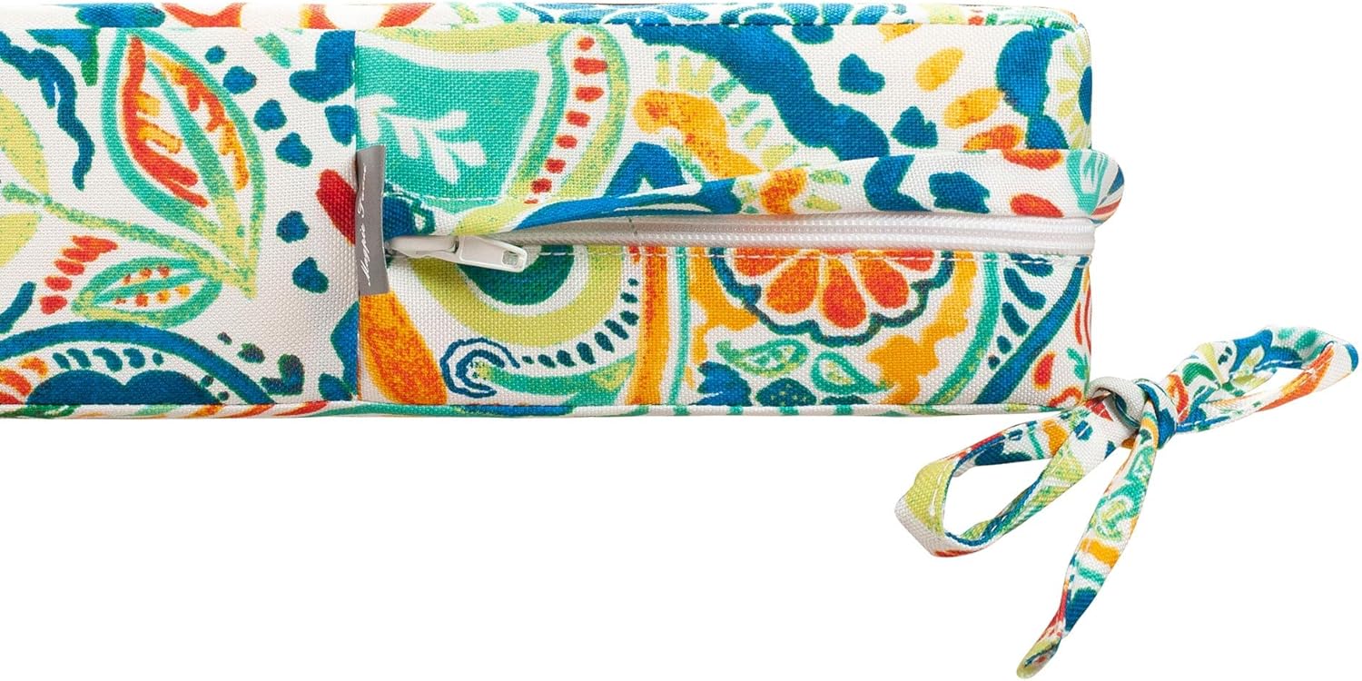Magpie Fabrics Patio Bench Loveseat Cushion Covers (Replacement Cover only, No Insert!), Waterproof Fade Resistant Swing Cushion Slipcover with Ties(42x18x3 Inch, Paisley Multi)