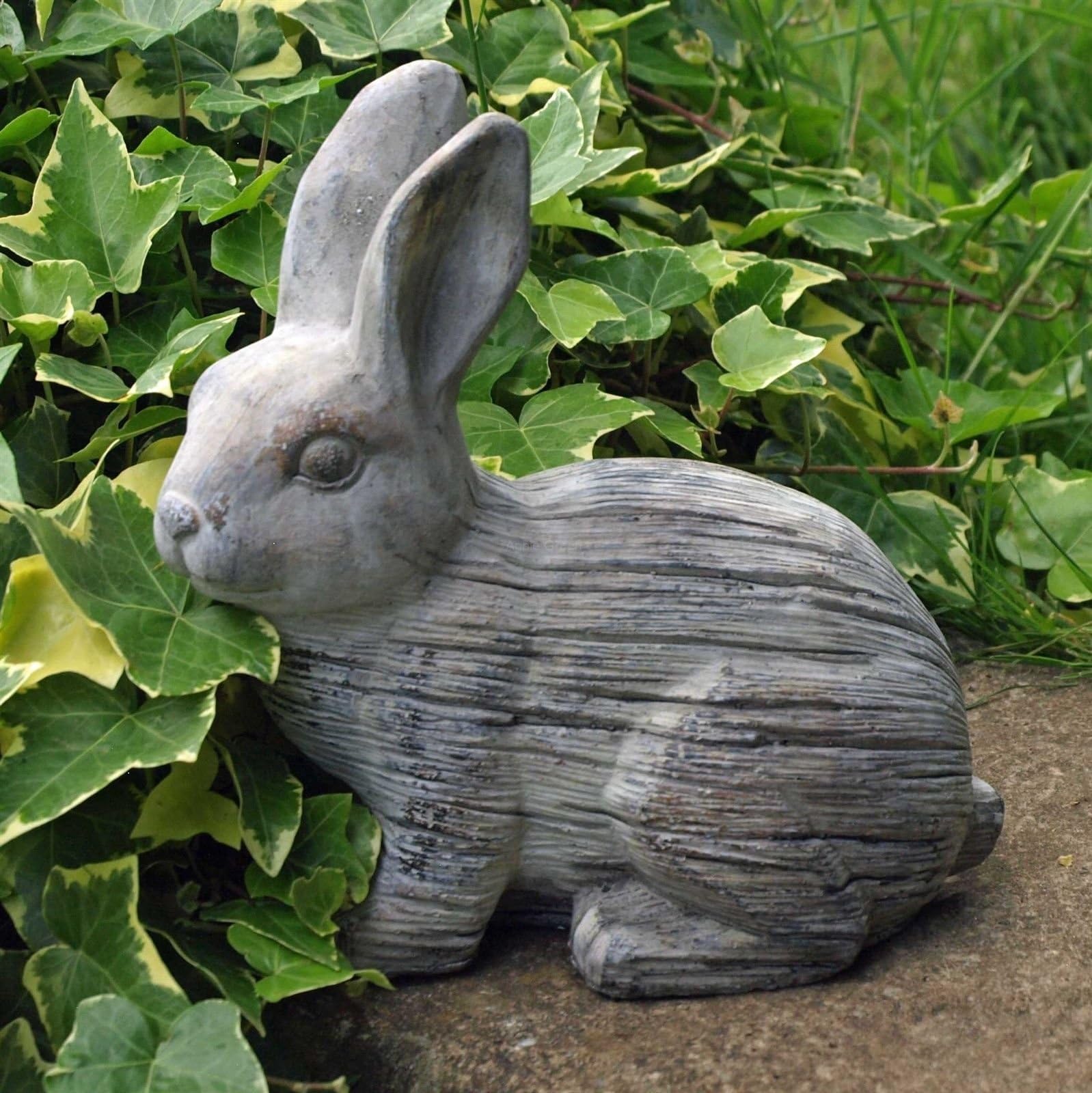 Apple Green Cute Garden Rabbit Ornament Statue 20cm Grey