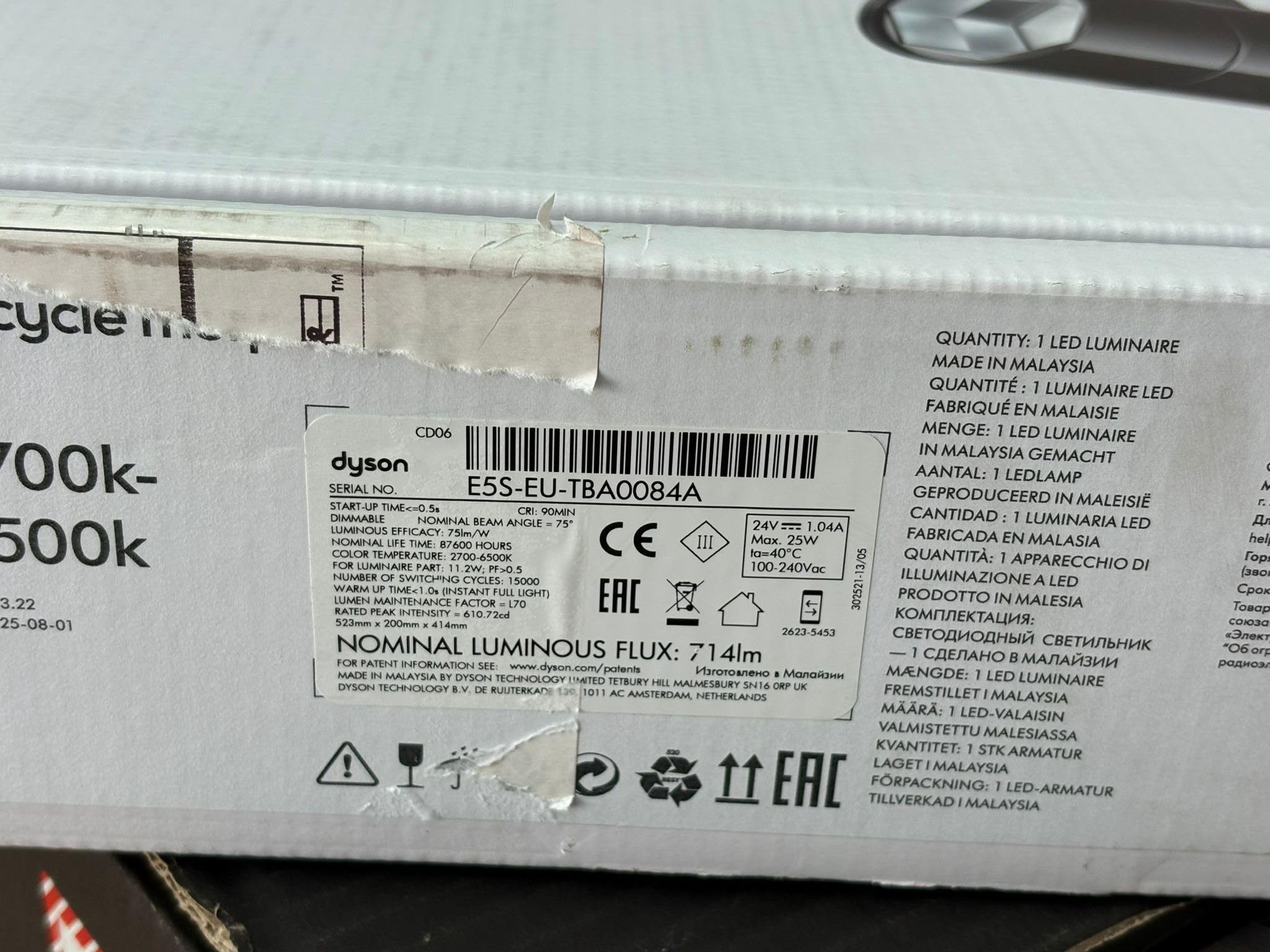 Dyson Solarcycle Morph lampa biurkowa (czarna) - inteligentnie śledzi Twoje lokalne światło dzienne