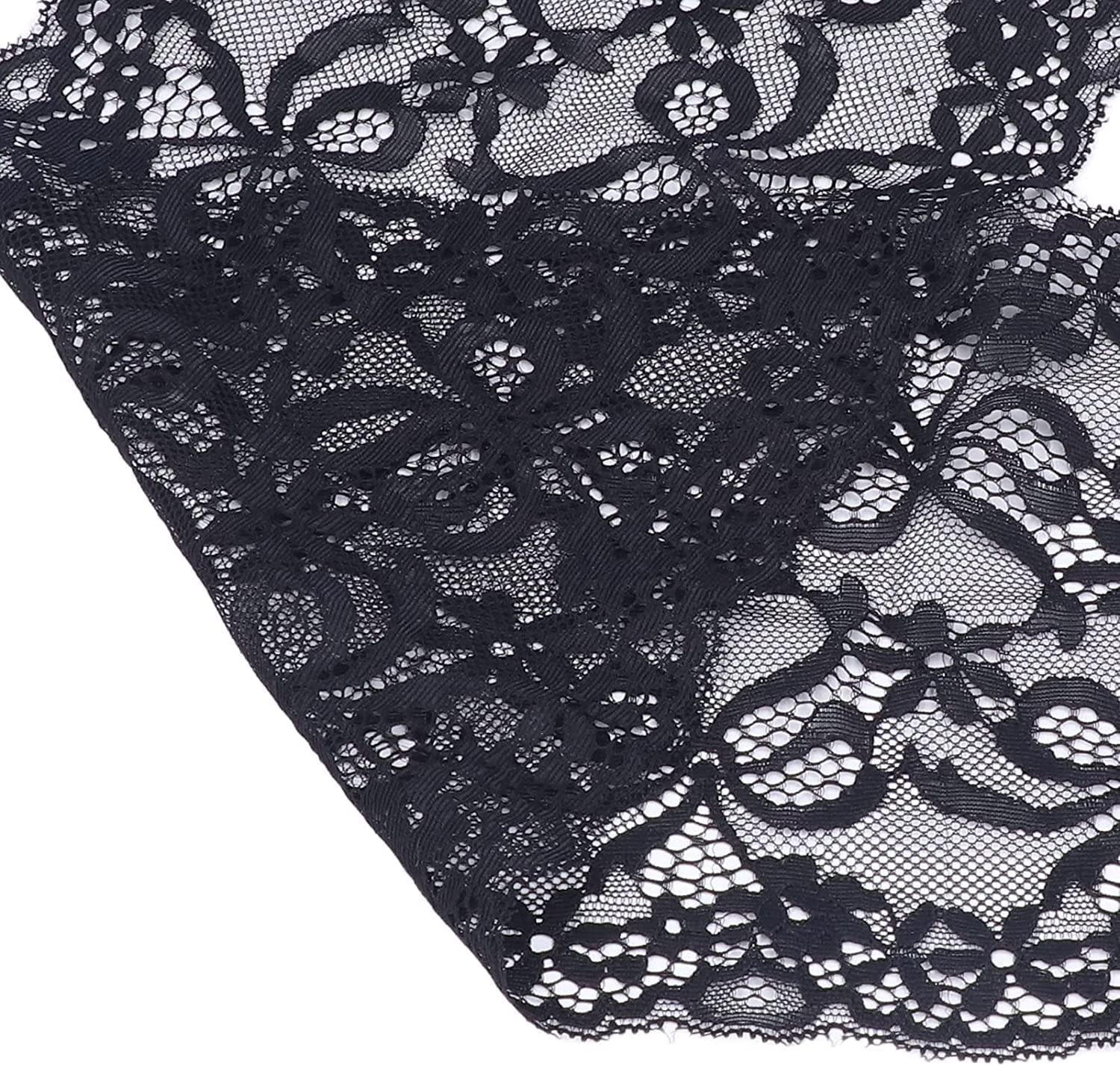 Pizzo cucito fai-da-te, tessuto con rifiniture in pizzo a nastro, nastro da 10 iarde, tessuto bianco nero di buona elasticità largo 17 cm for decorazioni di nozze Bril Confezione regalo artigianale fa