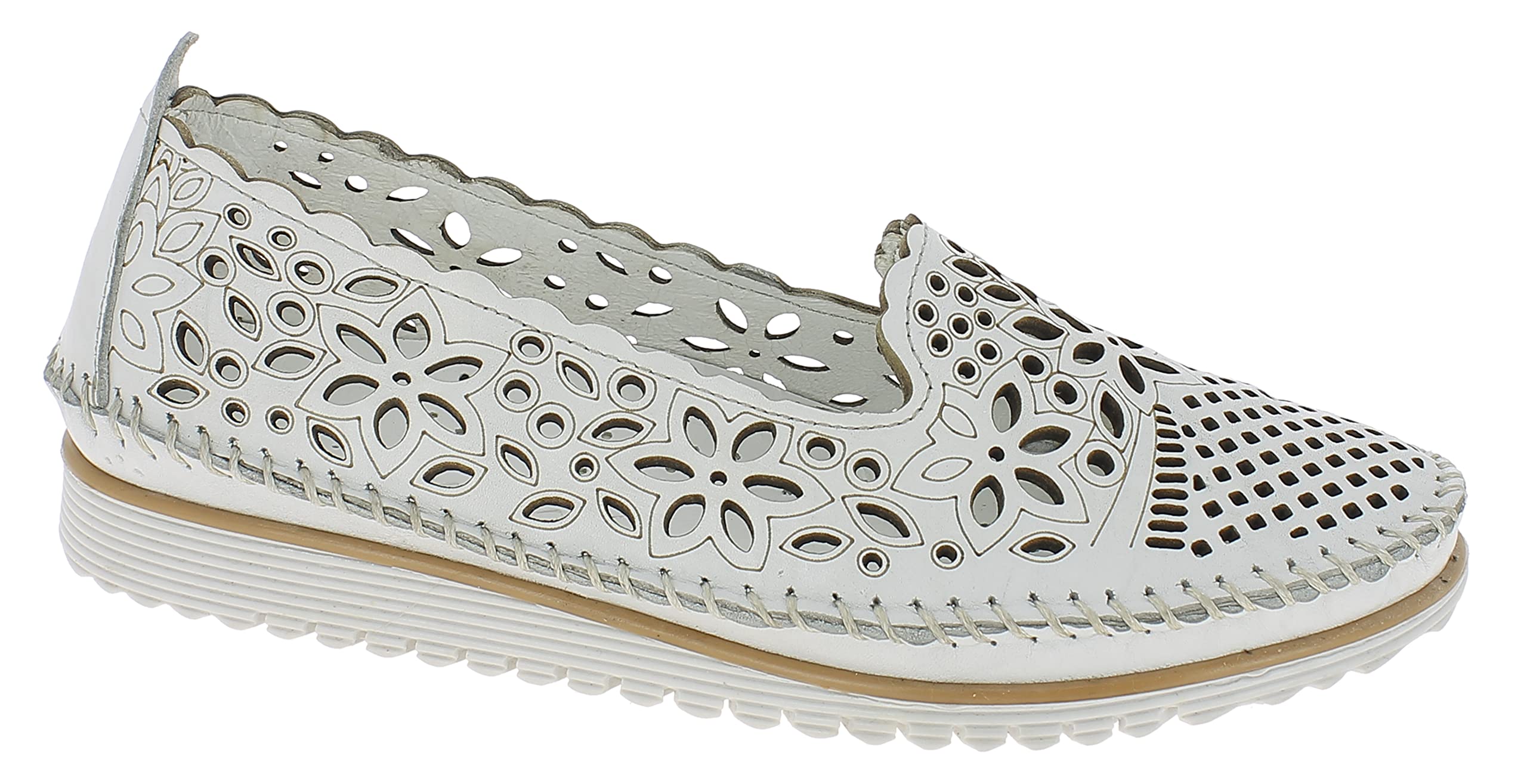 Andrea Conti Women's Ballerinas Ballet Flat, White, 7.5 UK