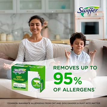 Swiffer Sweeper Dry Sweeping Pad, Floor Mop for Multi-Surface Refills Dusters, Unscented, 52 Count