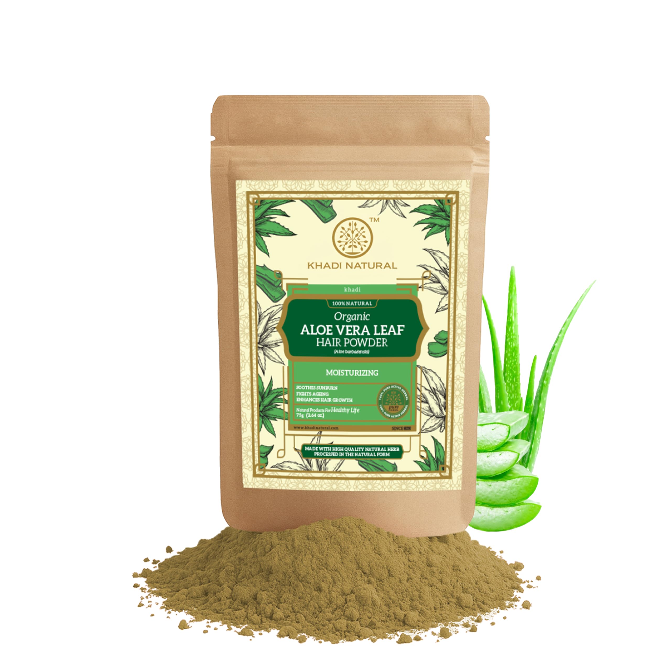 Khadi Natural Aloe Vera Leaf Organic Powder | Soothing Skin & Hair Care | Heals Dryness, Hydrates Scalp | No Chemicals | For all skin types & hair types | 75 gm-picture-20
