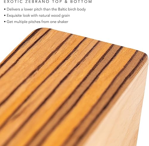 Miniatura 3 de Meinl Percussion Coctelera de madera con exótico zebrano superior e inferior, tamaño pequeño, no fabricado en China - Cuerpo de abedul báltico,