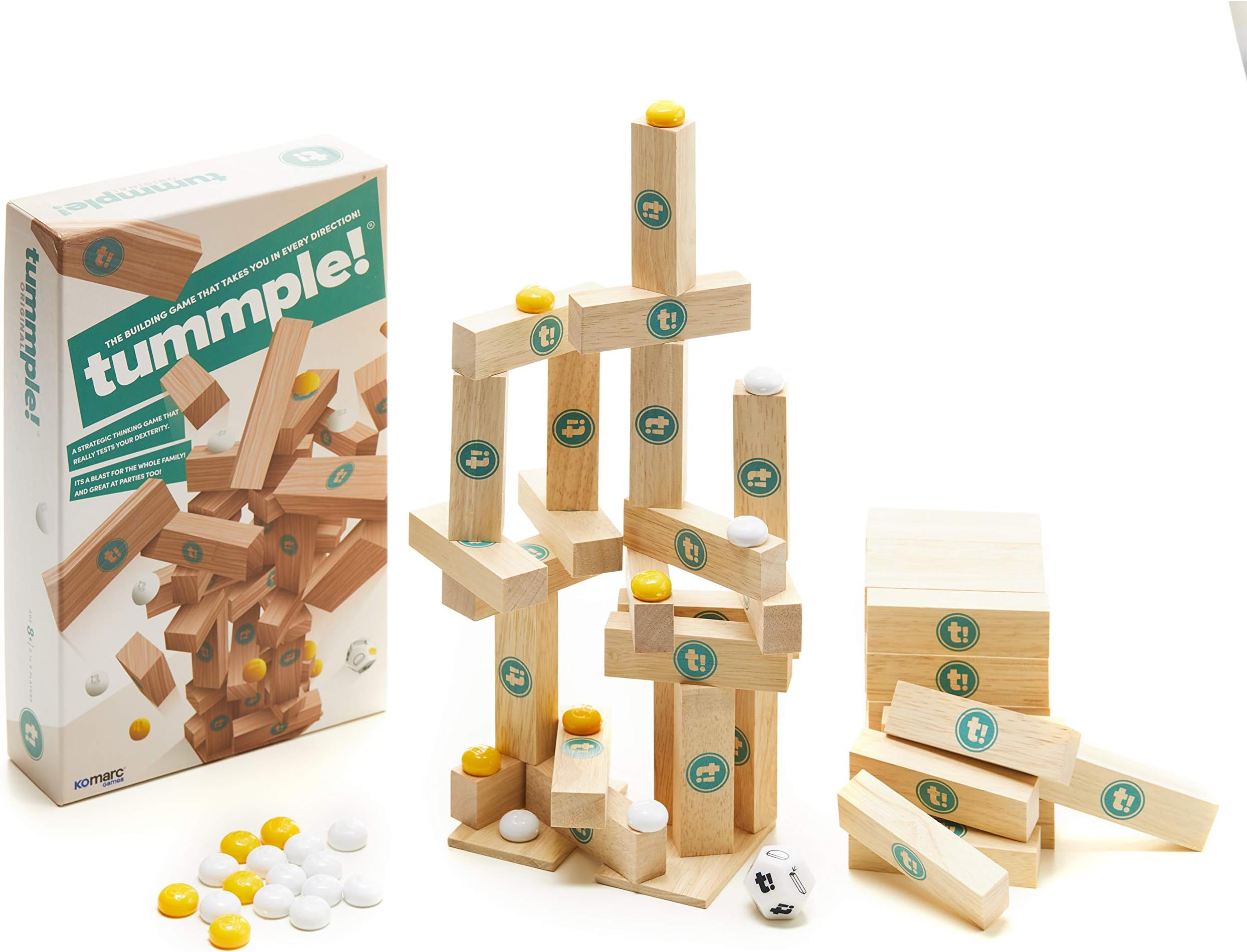 Tummple - Wooden Block Stacking Tower Game - Fun Party & Family Board Game fo...
