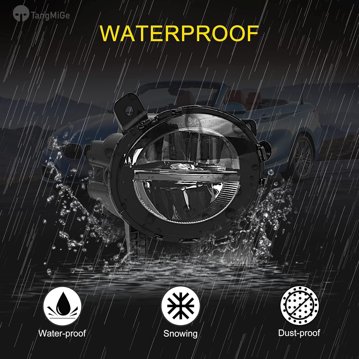 TangMiGe Fog Lights for BMW (F30 F32 F33 F36, 230i 320i 328d 328i 330e 330i 335i 340i 428i 430i 435i 440i, 2 3 4 Series), 2012-2020, LED Fog Lamps Replacement, 1 Pair, Smoke Lens, LED Bulbs