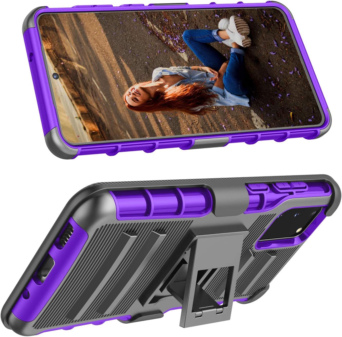 TILL for Galaxy S20 / S20 5G Case, TILL [Knight Armor] Heavy Duty Full-Body Rugged Holster Resilient Armor Case [Belt Swivel Clip][Kickstand] Combo Cover Shell for Samsung Galaxy S20 [Purple]