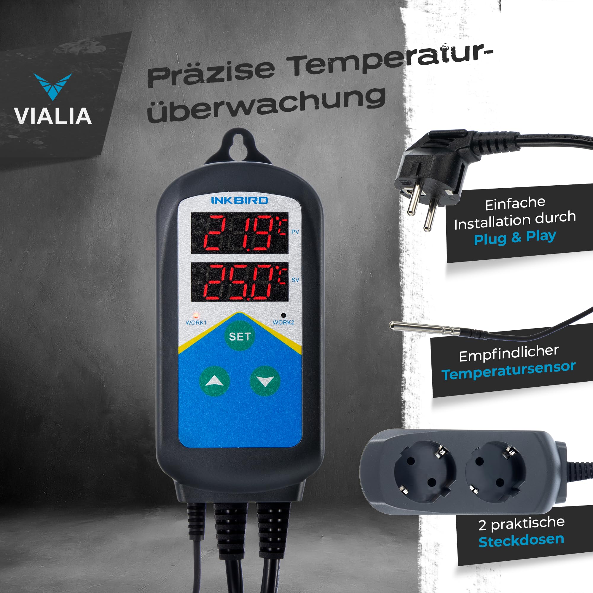 Frostschutz Heizkabel 24m 300W für 8-12 m³ Teiche | mit Thermostat & Digitalanzeige | IP68 wasserdicht | Teichheizung gegen Frost | Eisfreihalter schützt Fische & Pflanzen im Winter