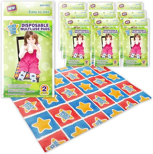 Mighty Clean Baby - 18 almohadillas desechables para cambiador, impermeables, suaves, absorbentes, multiuso en paquetes portátiles de 2 paquetes