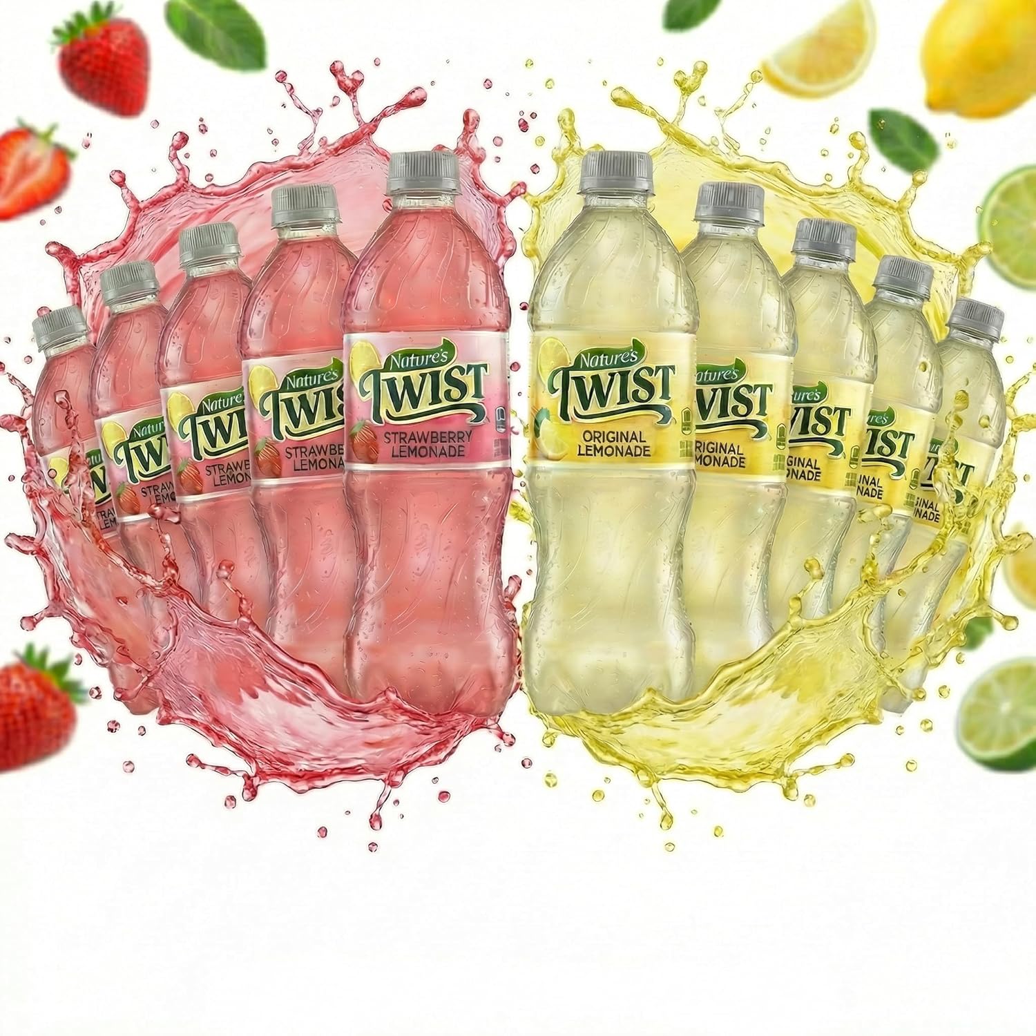 Natture Twist Lemonade and Strawberry Lemonade, 16.9 fl oz Bottles, 12 Pack