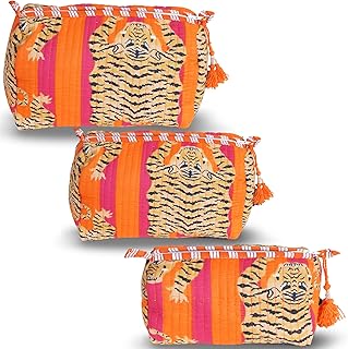 Bhuvik Creations Quilted Cotton Makeup Bag Se...