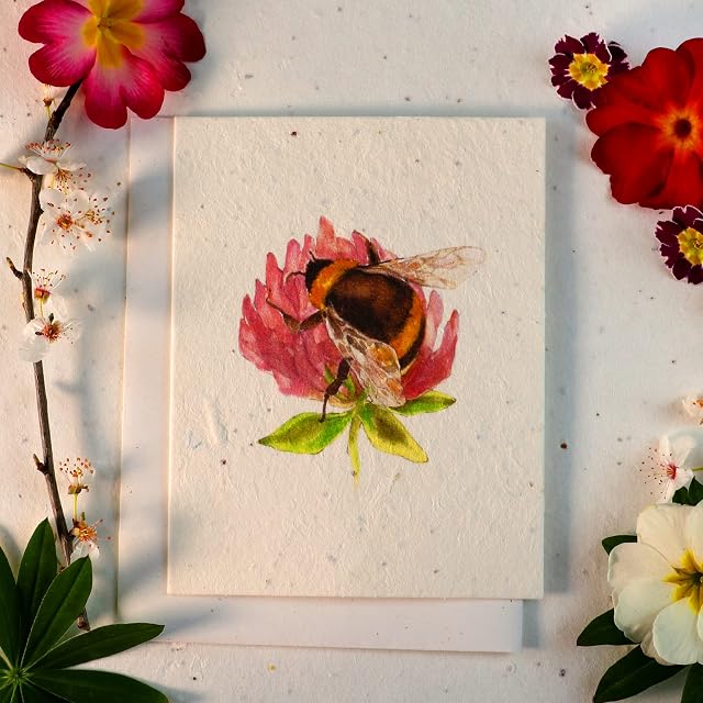Seeded Paper Eco-Friendly Biodegradable Plantable Seed Card Bumblebee with Envelope - Vegan Ink Print