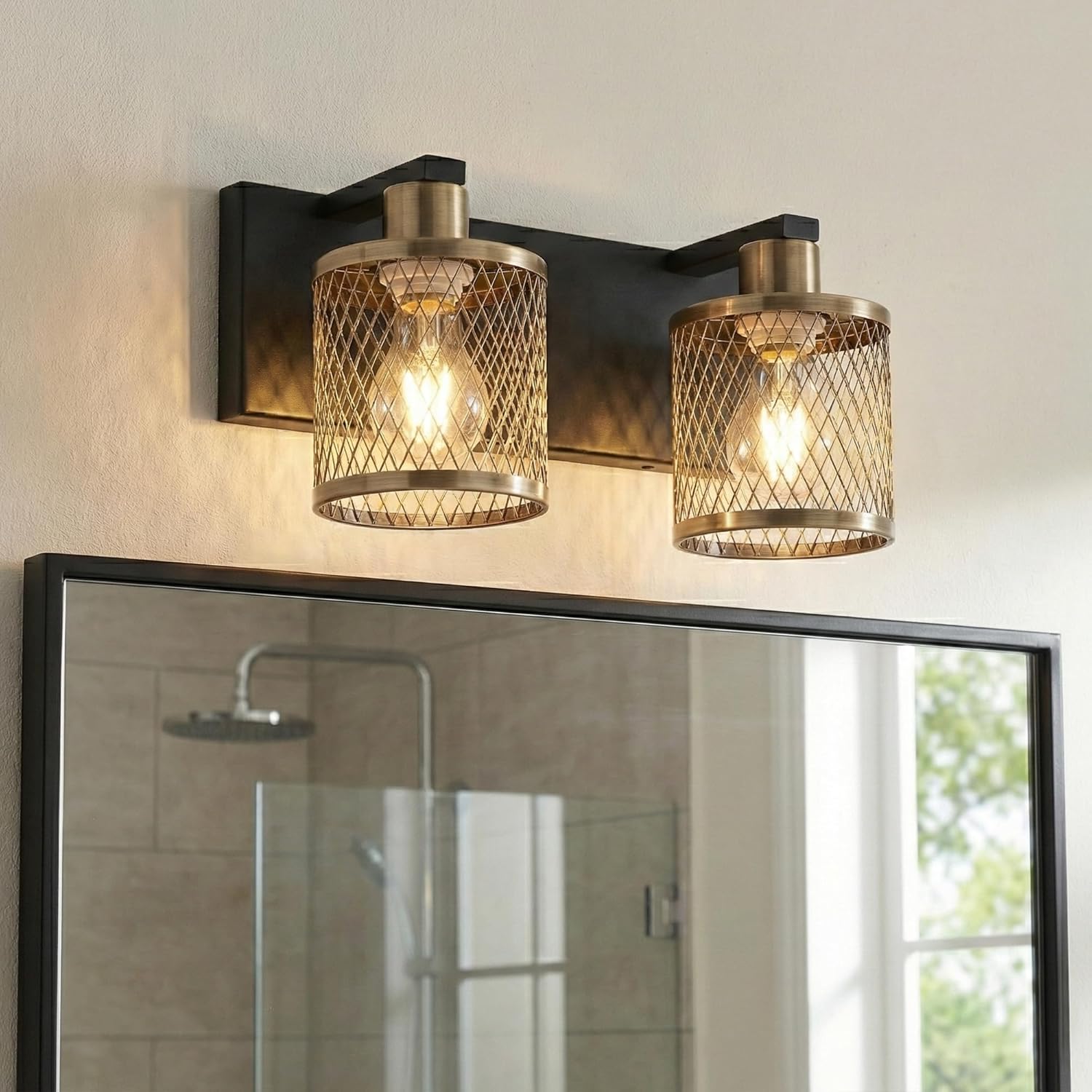 Bathroom Light Fixtures Black and Gold Vanity Lights 20 inch 3 Lights Farmhouse Bathroom Vanity Light Vintage Design Wall Sconces Lighting for Mirror Attic Corridor Cellar Wall Lamps