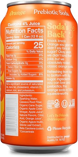Miniatura 2 de POPPI - Soda prebiótica de naranja, lata de 12fl. oz