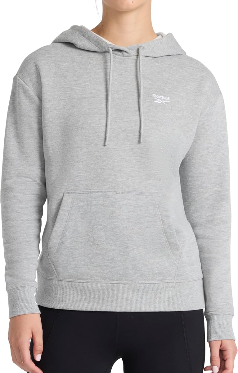 Reebok To the Core Sudadera con capucha para mujer, ajuste estándar, tejido polar de algodón y poliéster de peso medio