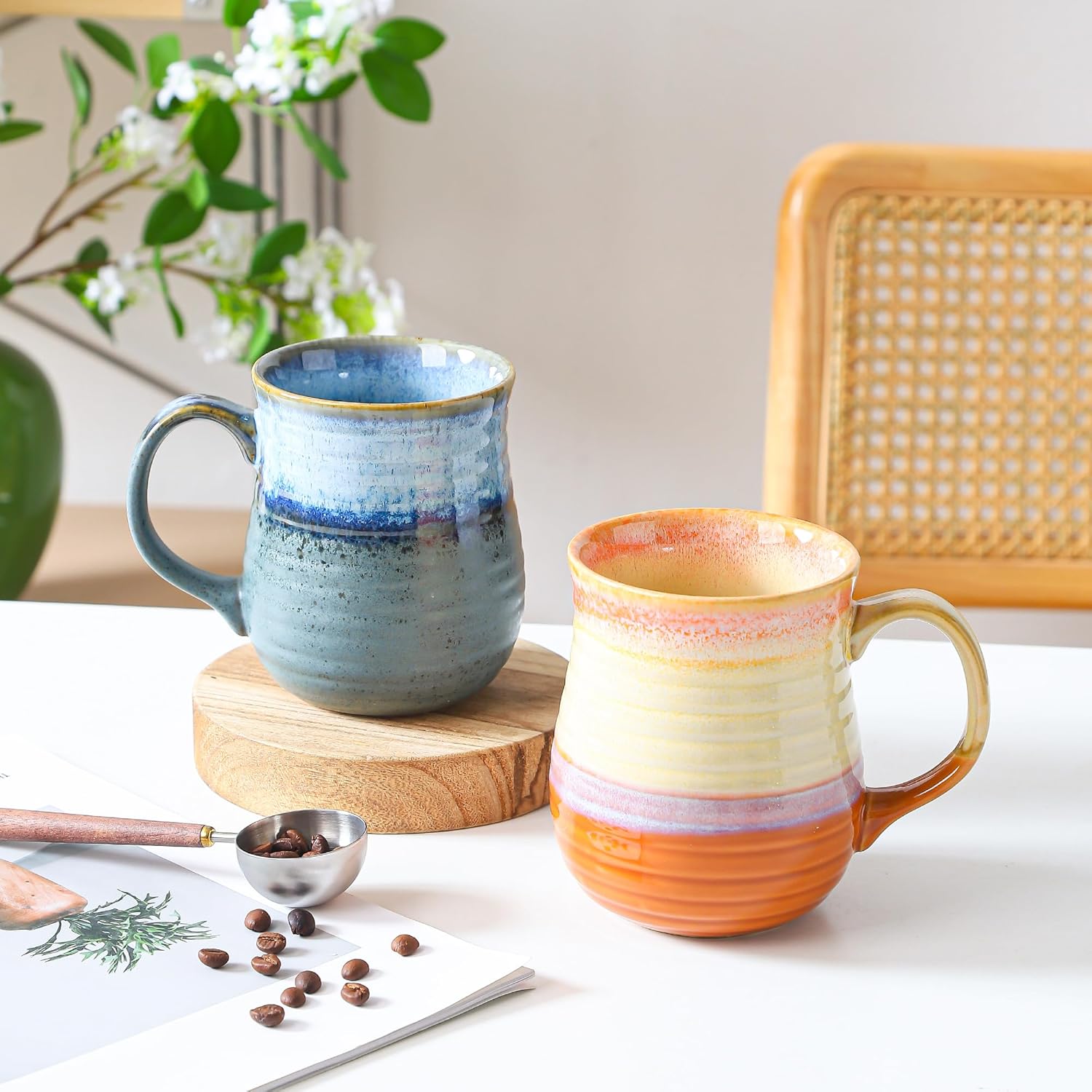 23 oz Large Ceramic Coffee Mugs, Handmade Cup with Large Handle, Big Tea and Coffee Cups for Office and Home, Microwave and Dishwasher Safe (Blue Grey) - Image 4