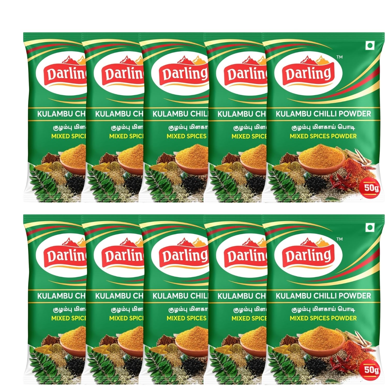 Darling Kulambu Chilli Powder 500 G (Pack of 10, Each 50gm)(No Added Preservatives | 100% Natural | Blended Spices | South Indian Special) (B08VGBYTW6) Amazon Price History, Amazon Price Tracker