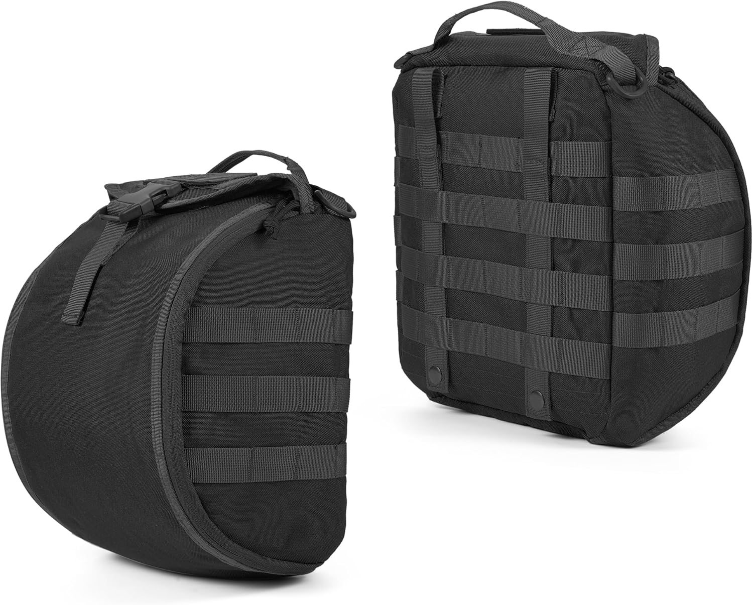 FRTKK Tactical Helmet Bag Pack, Military Molle Pouch Multi-Purpose Carrying Storage Bag Include USA Flag Patch and 2 PCS Molle Straps for Sports Hunting Shooting Combat Helmets (Black)