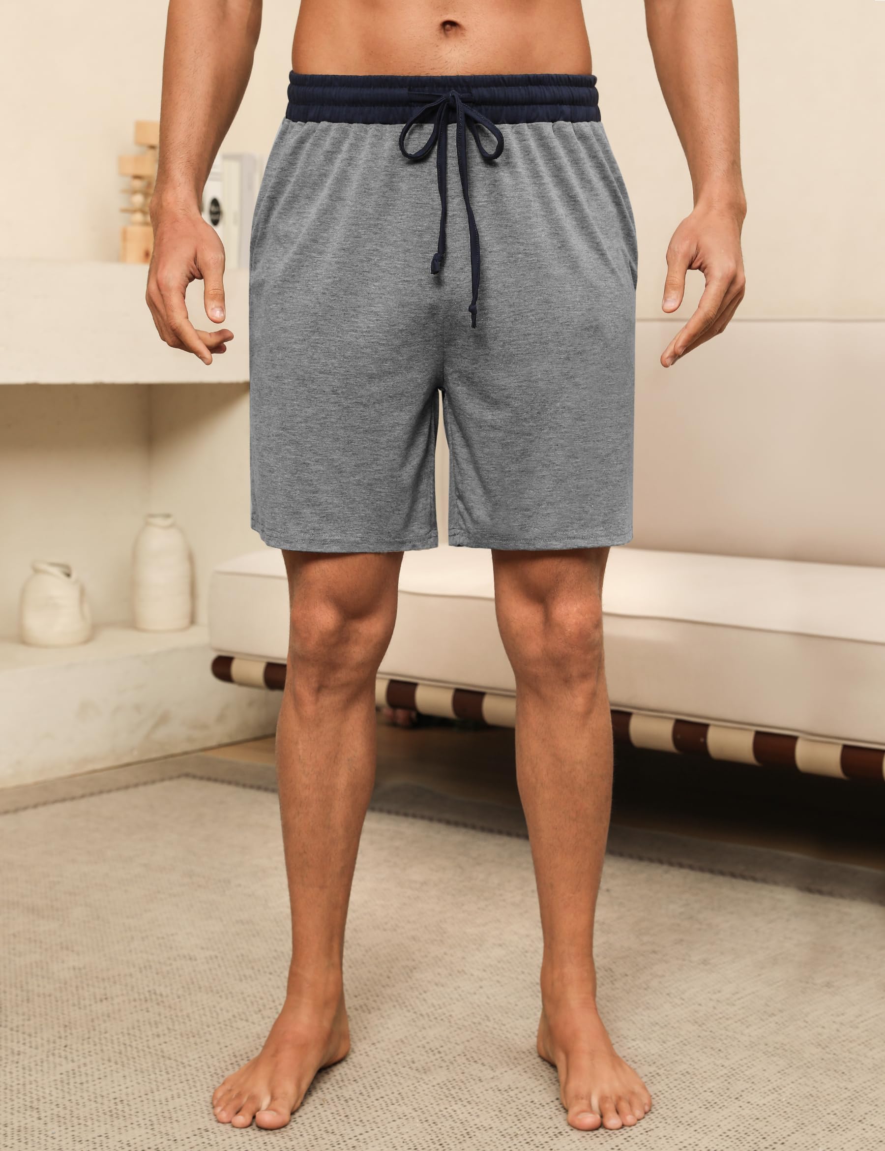 Nieery Pantaloncini Pigiama Uomo Cotone Pantaloncini Casual Corto Estivo Uomo con Tasche e Cintura in Vita，Due pacchi