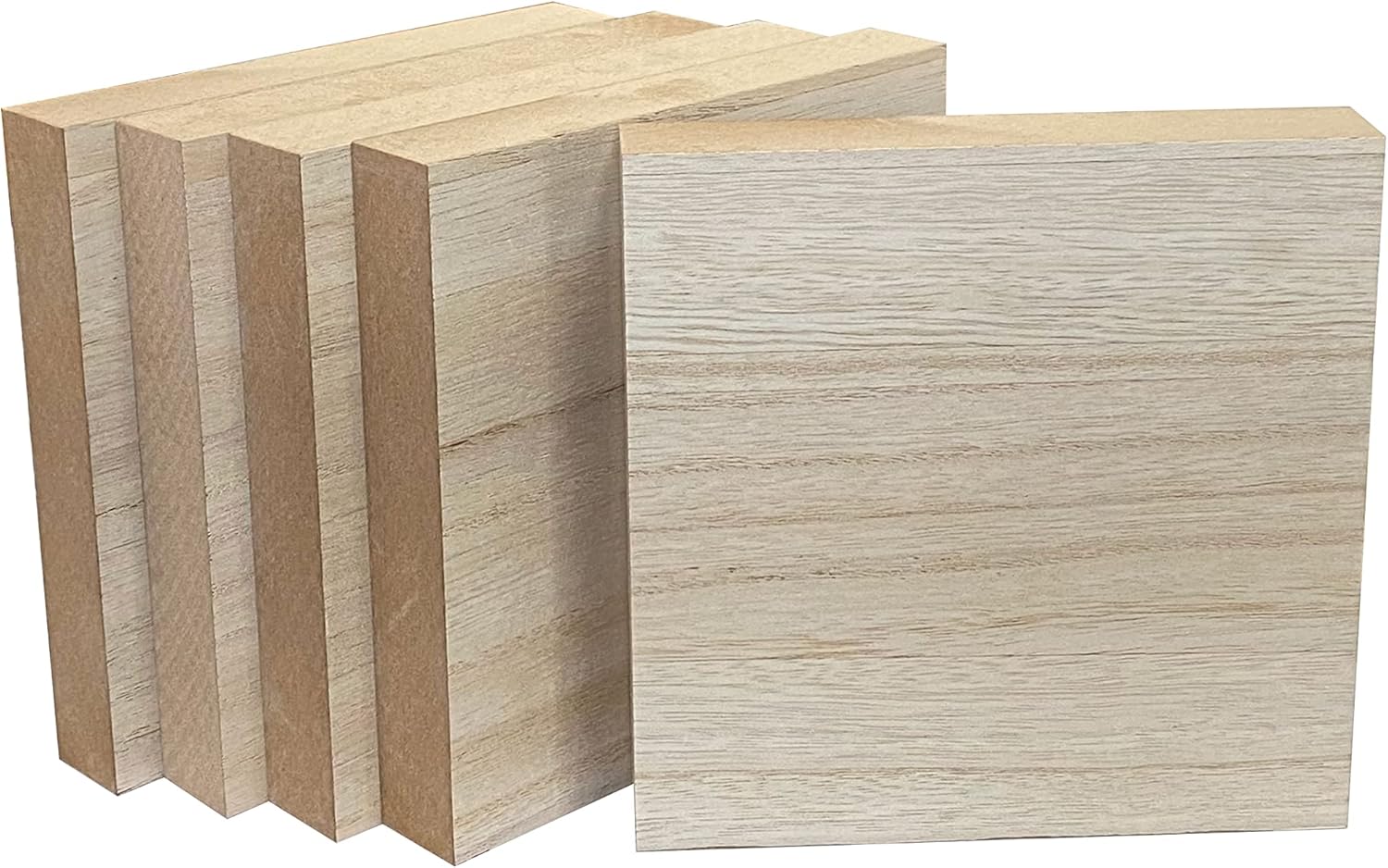 5 Pack Thick MDF Wood Blocks Unfinished Wooden Squares for Crafts Memorial Sign(6x6x1 in)