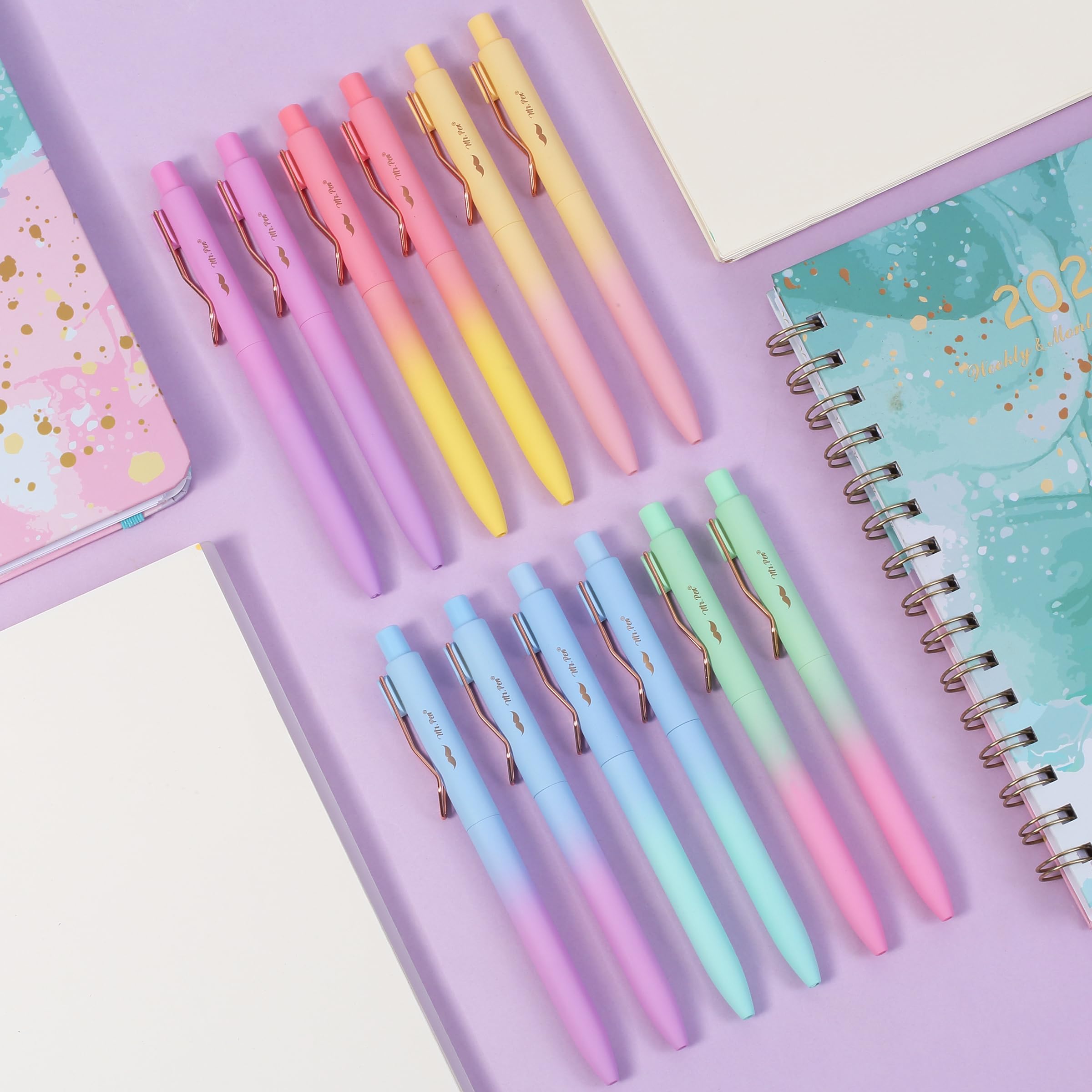 Mr Pen- Ballpoint Pens 12 Pack Gradient Color Barrels Black Ink Cute Ballpoint Pens Black Ink Cute Pens — view 8