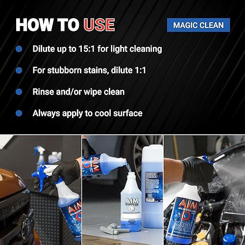 Miniatura 4 de AIM Magic Clean - Limpiador y desengrasante concentrado multiusos  1 galón  Limpiador de alfombras, limpiador de ruedas, limpiador industrial y