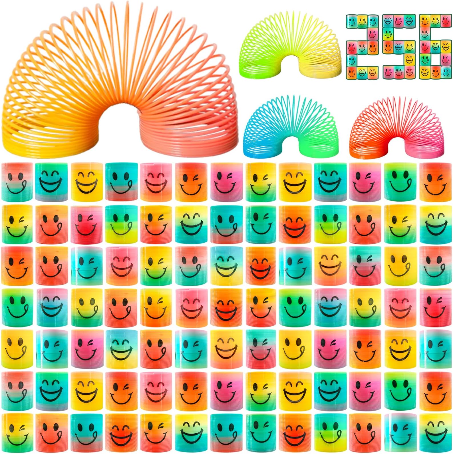Cocurb 256 PCs Mini Spring Party Favors for Kids 4 to 8, 4 Assorted Designs | Fun Goodie Bag Stuffers for Birthdays Classroom Prizes, and Small Toys Present 4 Smiles