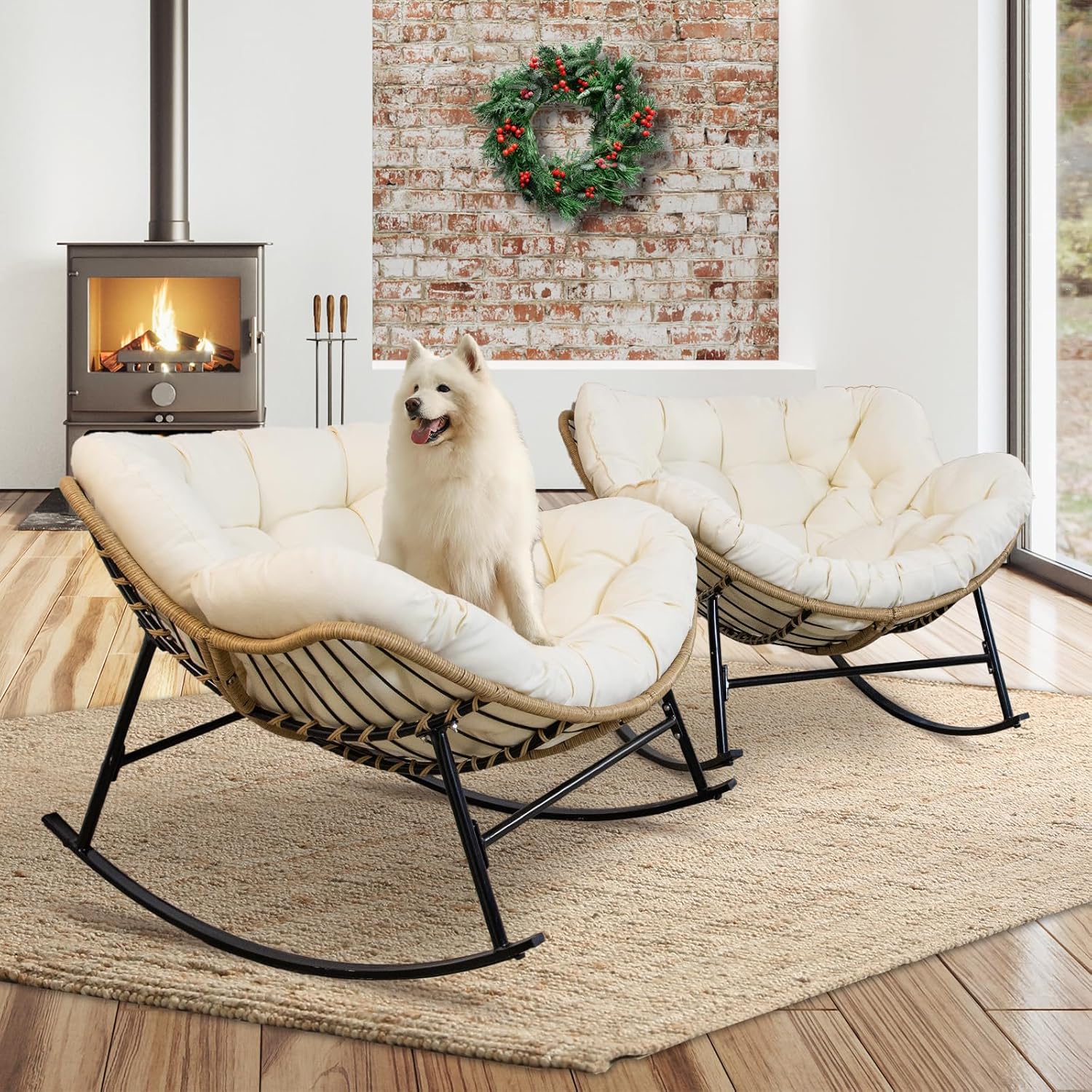 NICESOUL Indoor Outdoor Rocking Papasan Chair Set of UK Ubuy