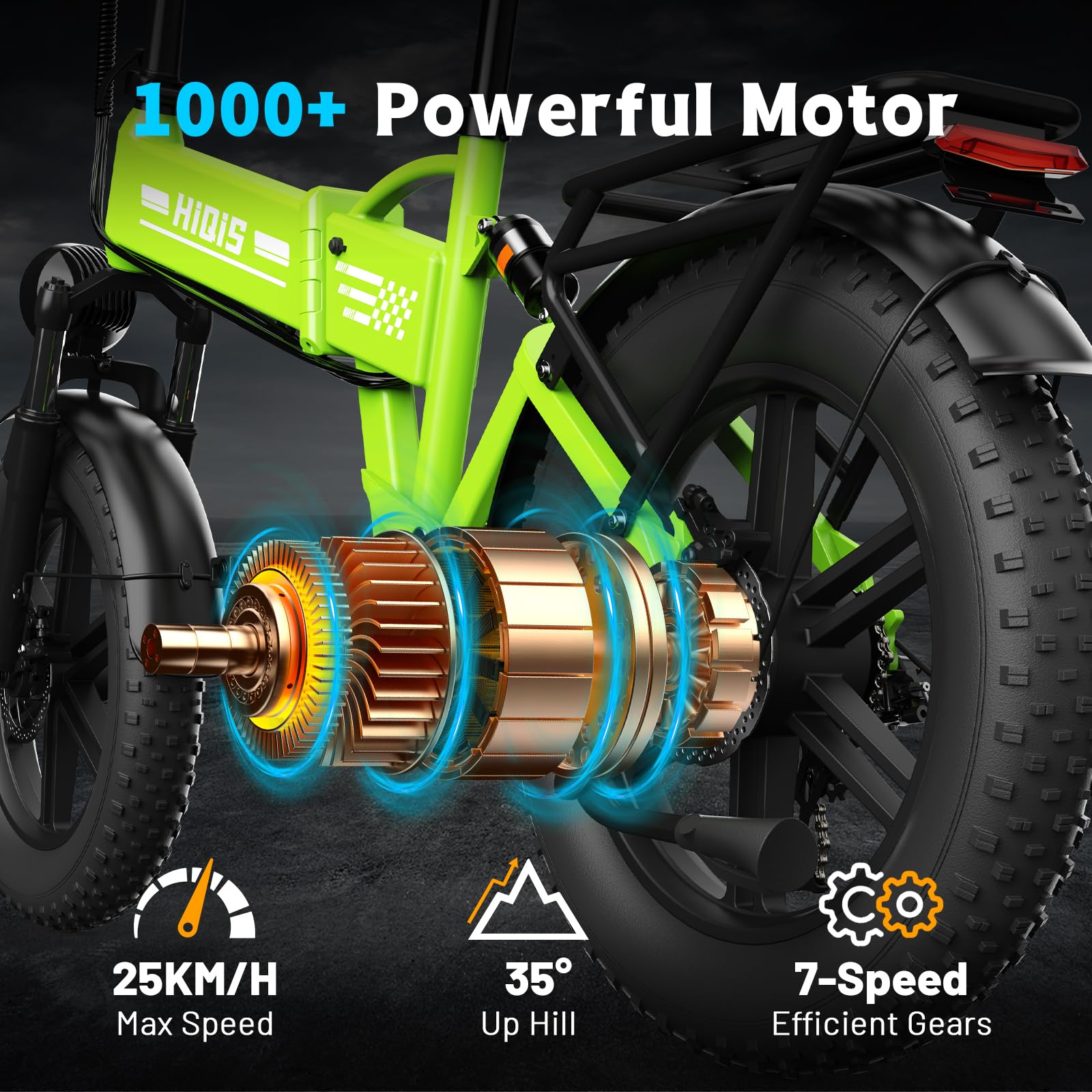 Vélo Electrique pour Adultes, 20 * 4.0 Pouces Pneus Gras, Batterie Amovible 48V 15AH/17.5AH, Moteur 250W, Jusqu'à 25KM/H, Ebike jusqu'à 50 à 90 KM, Vélo électrique 7 Vitesses, Double Suspension