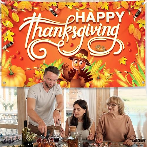 Miniatura 9 de KatchOn, Cartel de Feliz Acción de Gracias, extragrande, 72 x 44 pulgadas, telón de fondo para decoraciones de Acción de Gracias, interiores,